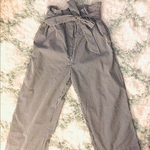 Striped HM wide leg belted trousers